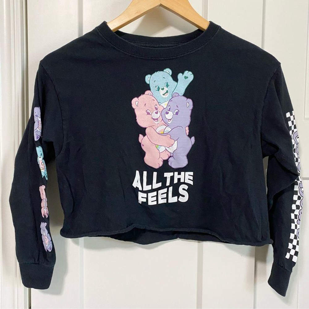 Care Bears crop black long sleeve tee size 9/10